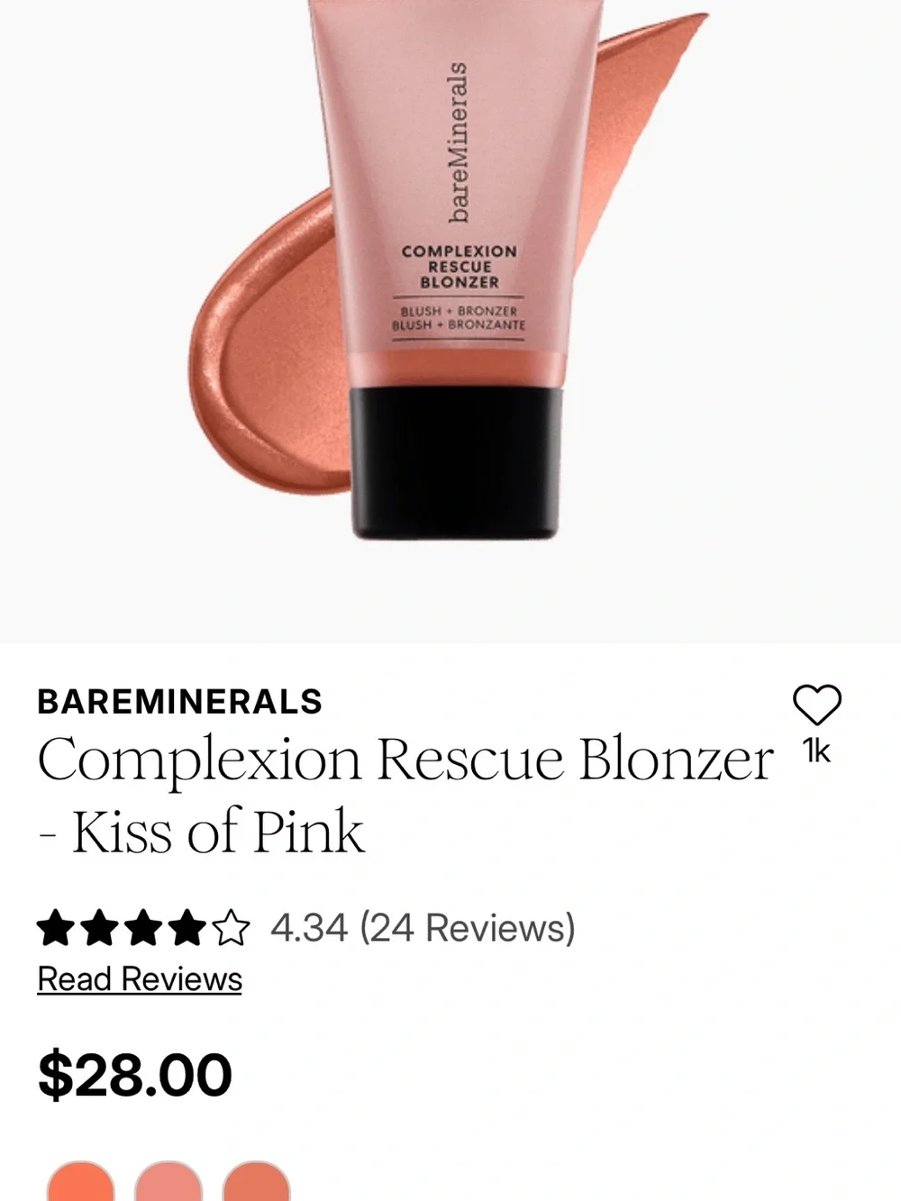 bareMinerals Complexion Rescue Blonzer - Kiss of Pink brand new and unopened